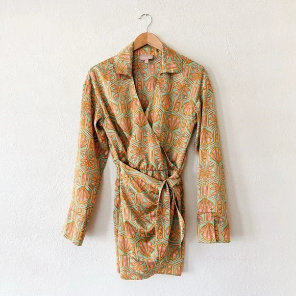 Show Me Your MuMu Womens Pink & Green Clara Silky Mini Dress - Picture 3 of 10